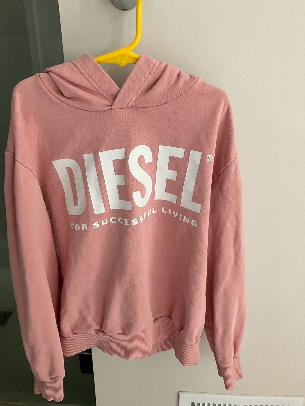 Diesel Pink Hoodie with White Logo - Women's Pullover